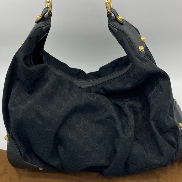 Authentic Gucci Black canvas Jockey large hobo shoulder bag - Picture 6 of 16